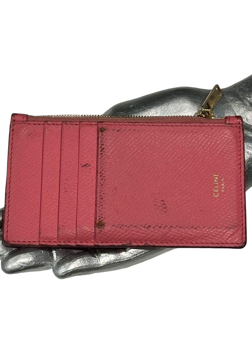 Celine Leather Pink Card Holder with Zip Pocket | Pre loved Authentic Luxury - Picture 9 of 10
